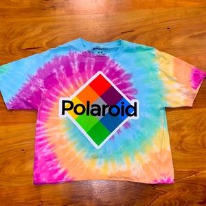 Polaroid cropped short sleeve t shirt